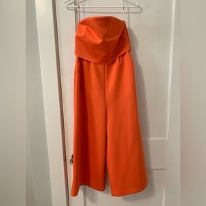 ASOS Orange Scuba Bandeau Jumpsuit Size 4 (Worn Once)